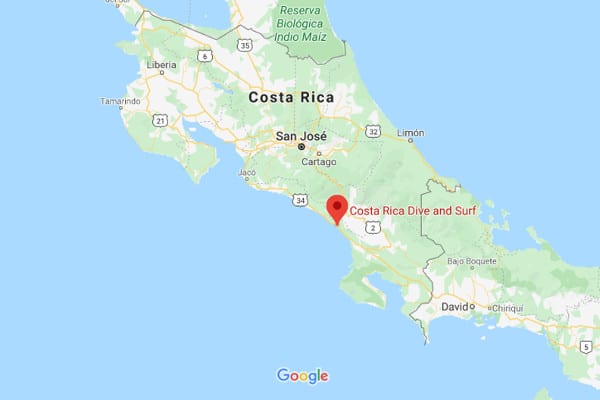 Ubicación en Google Maps de Costa Rica Dive and Surf