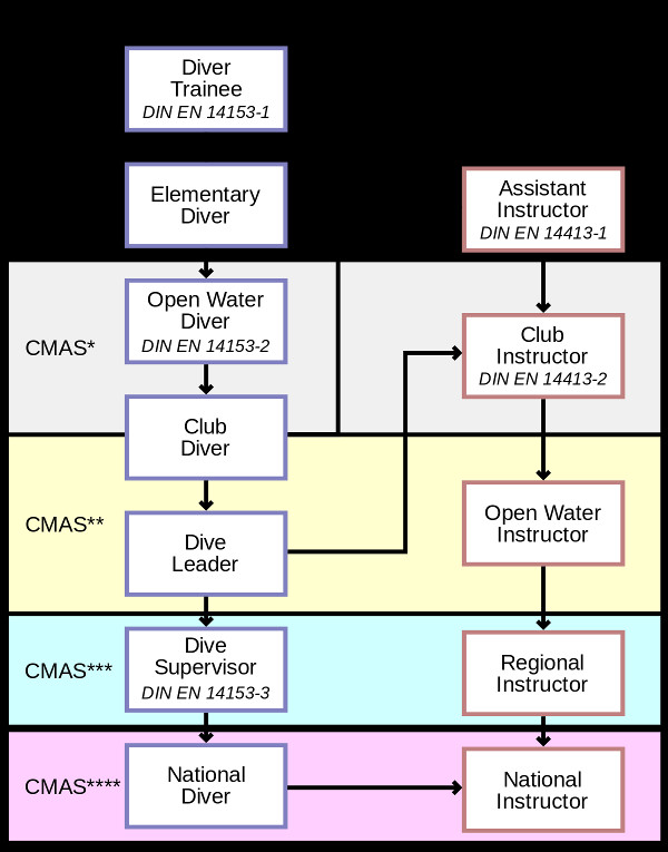 diving organizations - CMAS Training flowchart