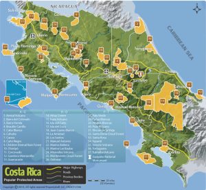 Mapa de zonas de conservación en Costa Rica