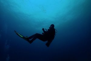 Neutral buoyancy diver practice