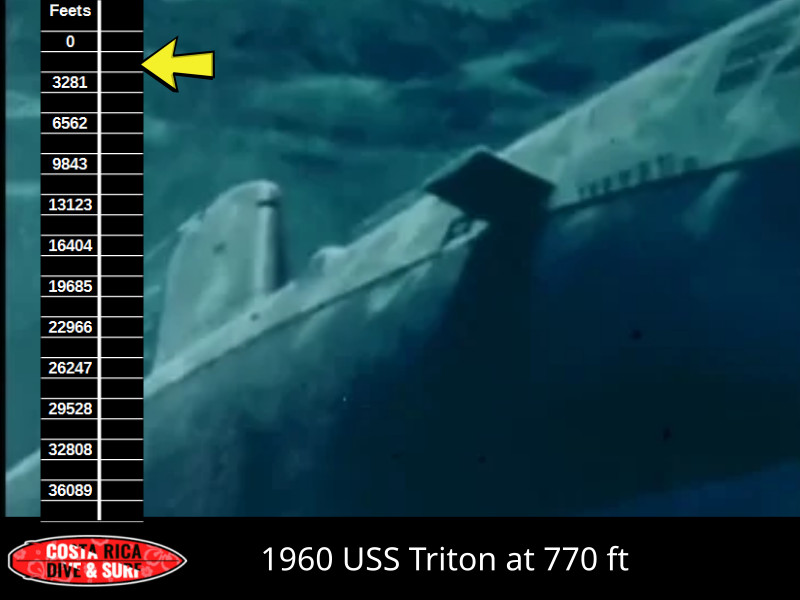 Tritón US submarine at 700 feet