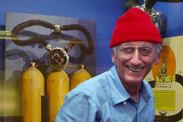 Jacques Cousteau and the Aqua Lung in the museum.