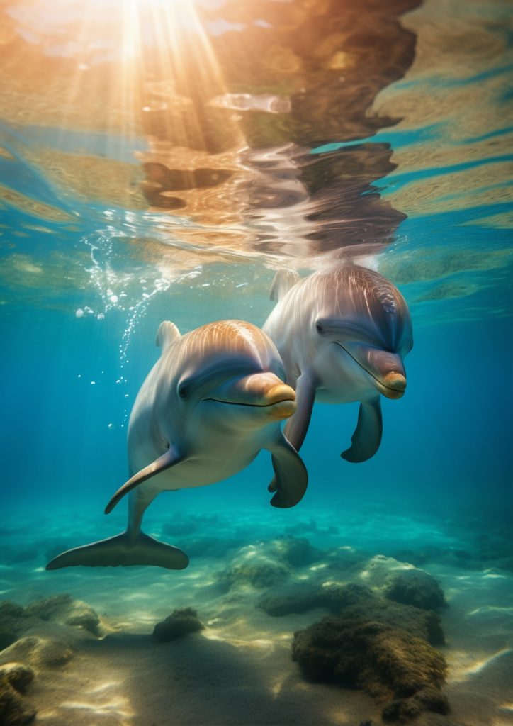 dichos de amantes del buceo-Delfines nadando juntos
