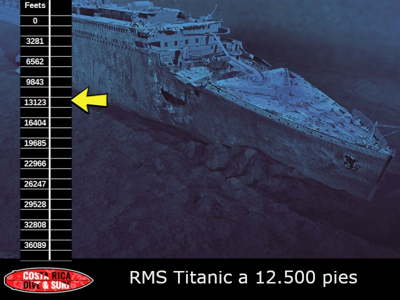 rms titanic a 12.500 pies