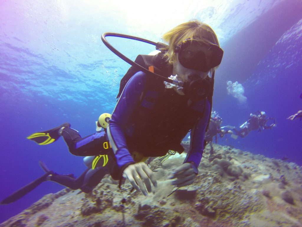 woman scuba diving-