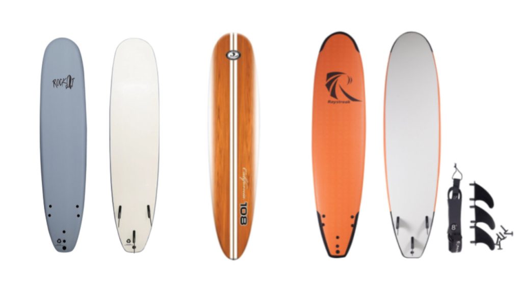 longboards/beginners surfboards in diferent colors