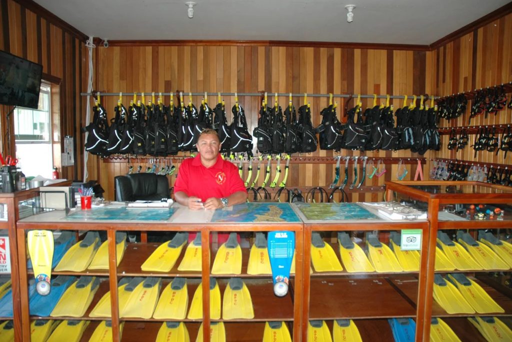 man in a dive center
